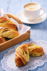 Homemade sweet bread rolls stuffed with cheese.