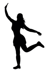Silhouette of a girl having fun dancing vector illustration