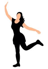 Fototapeta na wymiar silhouette of girl beautifully dancing
