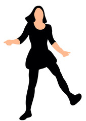 Fototapeta na wymiar Silhouette of a young girl dancing, vector