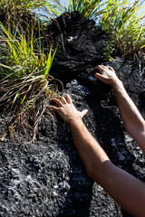 Photo of man climbing mountain