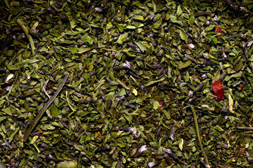 Food ingredients close up photography - crushed dried mint.