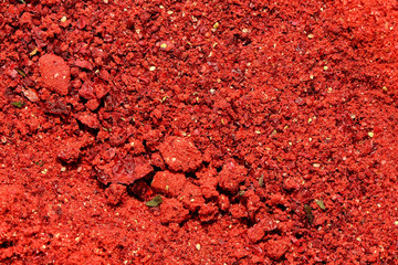Food ingredients close up photography - chopped dried strawberries.