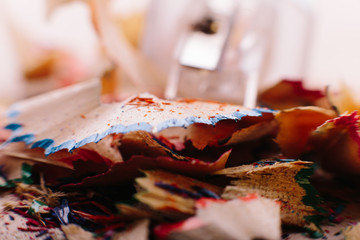 Color pencils shaves