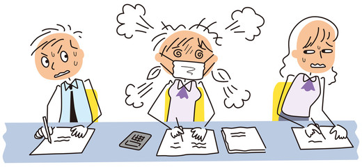 咳をする人に困惑する社員