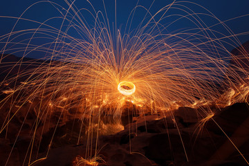 Swirl lights by steel wool