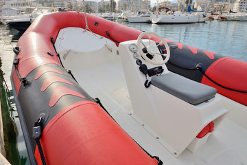 Inflatable motor boat close-up
