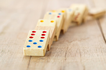 Wood domino brain game for kids ,Planning concept of business