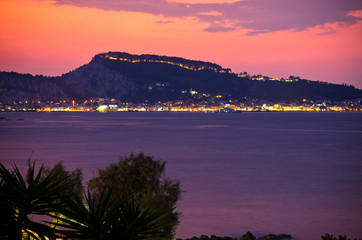 View on Zakynthos town during the sunset, Greece