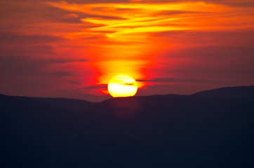 Beautiful sunset over Zakynthos island, Greece