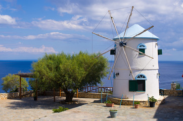 Fototapeta na wymiar Windmill on Zakynthos island, Greece