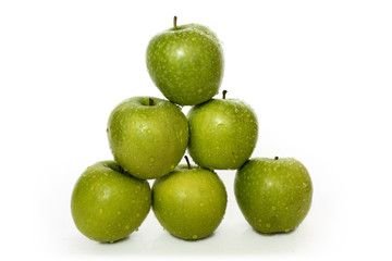Pyramid of green apples
