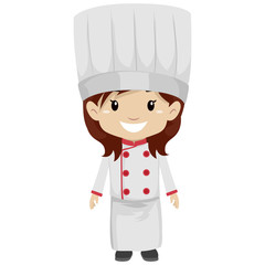 Vector Illustration of a Girl wearing Chef Uniform