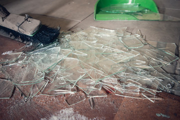 Broken glass on the floor