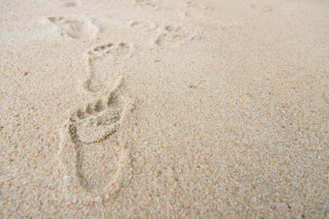 Footprints on the sand beach beach.