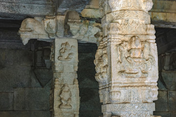 Detail of ruins of ancient city Vijayanagar at Hampi, India, a UNESCO World Heritage Site.