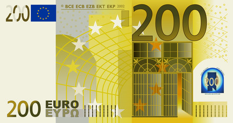 200 Euro vector - obrazy, fototapety, plakaty
