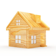Obraz na płótnie Canvas Icon of wooden house isolated on white background. 3D illustration
