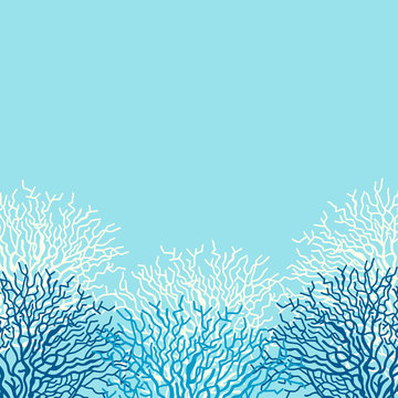 Underwater, Sea life vector background with corals
