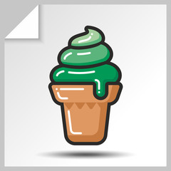 Sweet icon - ice cream in a waffle cup. Vector Isolated flat colorfull illustration.