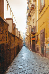 Fototapeta na wymiar Street view of old town in Naples city, italy Europe