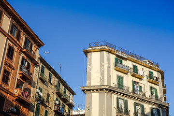 Street view of old town in Naples city, italy Europe