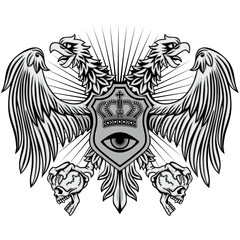 grunge skull coat of arms