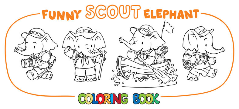 Little baby elephant. Scout. Coloring book set
