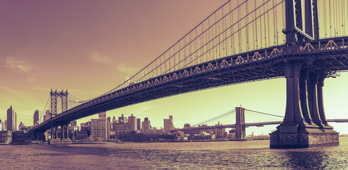 Manhattan Bridge Panorama with Dramatic Toning