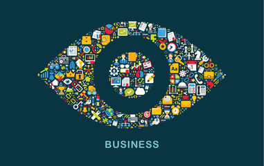 Business icons are grouped in "Eye" form
