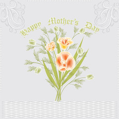 Mother's day bouquet of abstract flowers decorative light background art creative modern vector illustration
