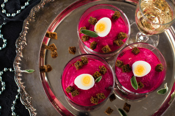 Traditional russian salad dressed herring