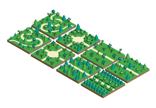 Isometric View Projection Summer Landscape.
