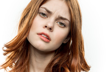 Fototapeta premium woman, emotions, make-up, light background