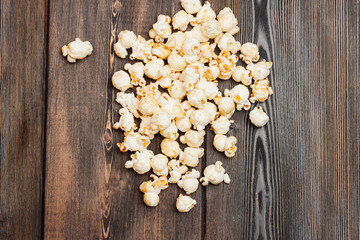 popcorn on a wooden background