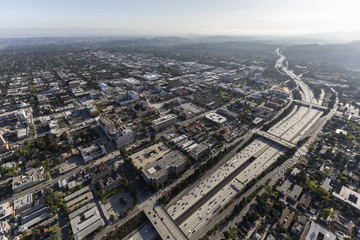 Fototapeta na wymiar Aerial view of downtown Pasadena near Los Angeles, California.