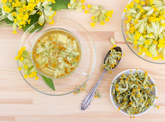 key flowers / Cup with tea from key flowers 