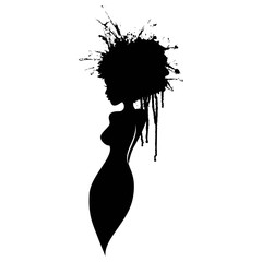 Beautiful lady body profile silhouette. Vector beauty and hair salon, fashion store or spa logo. Curvy woman figure. - 145734028