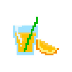 Pixel glass of orange juice
