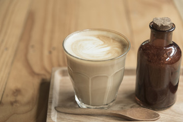 hot coffee latte with organic sugar