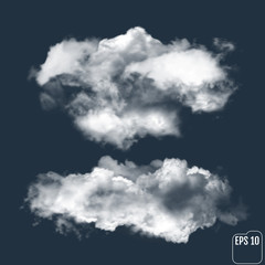 Wonderful realistic thunderclouds on the background of the night sky. Vector illustration