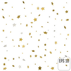 Abstract background with many falling gold stars confetti. vector background