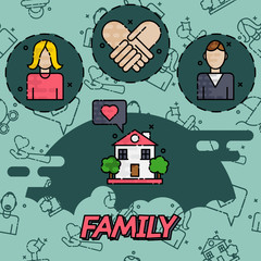 Family flat concept icons