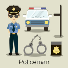 Policeman In American Cop Uniform