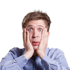 Shocking news. Shocked man expressing amaze on face