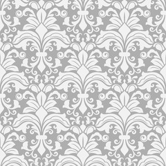 Seamless white and grey floral background.