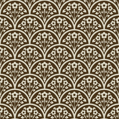 Seamless white and brown floral vector background