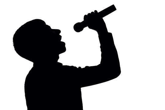 recommend clip art: Silhouette of a man singing into a microphone