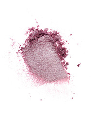 Smear of crushed violet eyeshadow as sample of cosmetic product