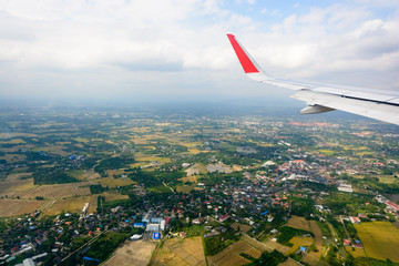 Chiang mai city from the window airplane, Chiang mai, Thailand
